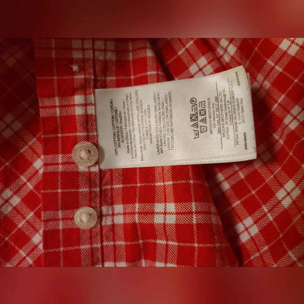 Brooks Brothers Boys Red Plaid Long Sleeve Button Down Shirt Size Small Holiday